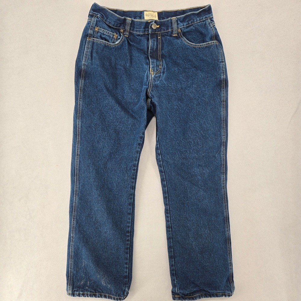 RedHead‎ Mens 33x28 Flannel Lined Denim Jeans Dark Wash Rugged Workwear Outdoor